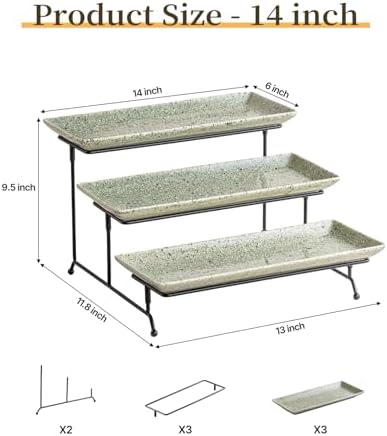 LAUCHUH 3 Tier Serving Trays for Party, Porcelain Dessert Party Display Set - Image 2