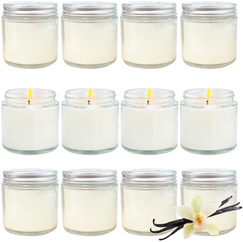 12 Pcs 4 Oz Mini Soy Candles,Vanilla Scented,Aromatherapy Candle,Bulk Candle Set，Great Stress Relieving Scented Candles for Girls as a Gift for Birthdays, Weddings and More! by Veiuwa