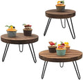 Set of 3 Wooden Cake Stand - 8 10 12 Inch Cake Pedestal with Metal Legs by Unknown
