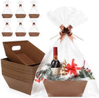20PACK brown Baskets For Gifts Empty, 10 x 8”Thick Gift Basket with 20 Clear Bags and 20 Pull Bows, DIY Gift Basket Kit for Christmas, Thanksgiving, Wedding by AFOROEOA