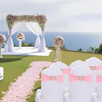 100Pcs Light Pink Chair Sashes for Wedding Spandex Pink Sashes for Chairs Covers Stretch Chair Sashes Band with Heart Buckle Slider Wedding Sashes Bows for Banquet Party Decorations - Image 6