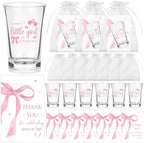 36 Sets Pink Bow Baby Shower Acrylic Shot Glasses A Sweet Little Girl is on Her Way Shot Glasses Coquette Bow Cups Bulk with Thank You Card Bag Bow Theme Party Gifts for Guest Gender Reveal by Unknown