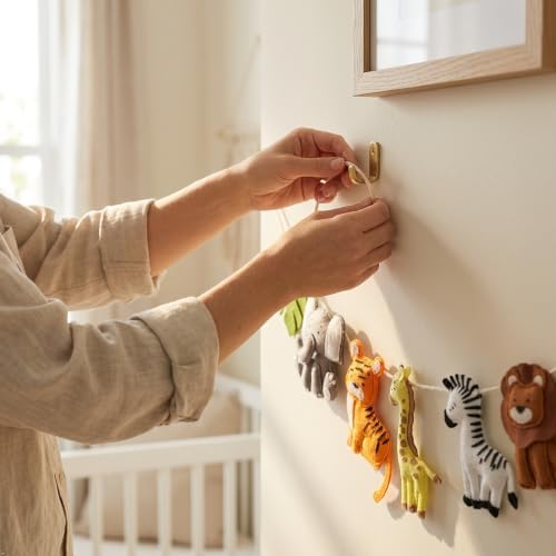 Handcrafted Safari Decor Felt Garland - 48 Inches (4 feet), Safari Animals Nursery Wall Decor, Baby Safari Nursery Decor, Safari Theme Baby Shower Decorations, Safari Wall Decor Garland - Image 7