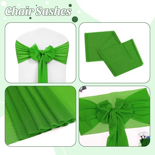 MDS Pack of 75 Chiffon Chair Sashes for Wedding & Event Décor - Green - Image 5