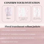 UNIQOOO 50 Pack Pre-Folded Dusty Rose Pink Grace Bloom Vellum Jackets&UNIQOOO Wildflower Wax Seal Stickers50 Pack Pre-Folded Dusty Rose Pink Grace Bloom Vellum Jac&UNIQOOO Wildflower Wax Seal Stickers - Image 4