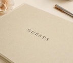 Linen Photo Guest Book (Cream) - 11.5" x 8.5" Large Hardcover Sign In Book - Image 5