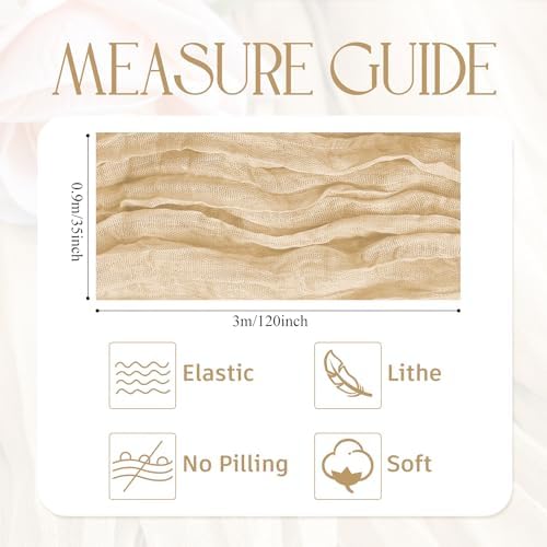 Wokceer Cheesecloth Table Runner Sand 10FT Boho Gauze Runner, 12 Pack - Image 2