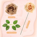100 Pcs Artificial Rose Flowers, Nude Color - Image 2