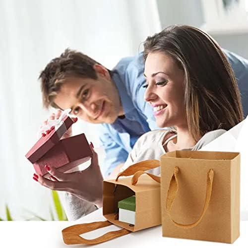 EUSOAR Tiny Gift Wrap Bags with Handles, 50 Pack 4x2.75x4.5 inches Kraft Paper Bags in Bulk, Heavy Duty Totes for Wedding, Grocery, Boutique, Retail, Business, Birthdays - Image 6