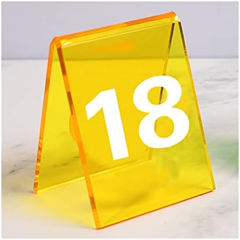 Acrylic Table Numbers, Tent Style Table Signs, Set of 6 Colorful Panel Desk Signs, Best for Rustic Receptions, Banquets Cafés Restaurants Hotel(Yellow 13 18) by Unknown