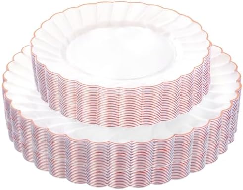 YOUBET 60PCS Rose Gold Plastic Plates for Party Wedding Baby Shower by YOUBET