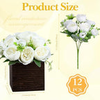 6 Sets Artificial Peonies Flower Table Centerpieces, White - Image 3