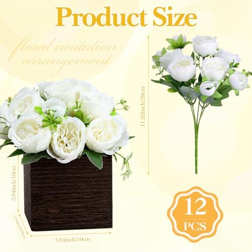 6 Sets Artificial Peonies Flower Table Centerpieces, White - Image 3