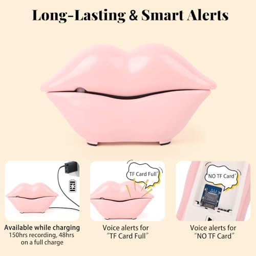 Lip Shape Audio Guest Book Wedding Phone, Motion Sensor to Play Welcome Greeting Voice, Infrared Sensor Voice Recorder, Suitable for Wedding, Hotel Reception, Store Greeting,Pink - Image 5
