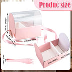 Honeydak 10 Pcs Cake Flower Clear Gift Boxes with Handle 4 in, Pink, Ribbon - Image 2