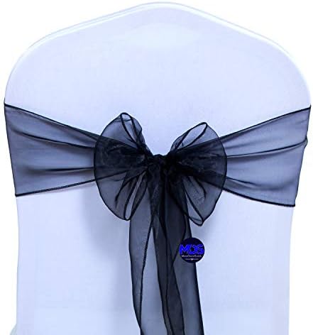MDS Pack of 100 Organza Chair Sashes for Wedding & Event Décor – Black - Image 2