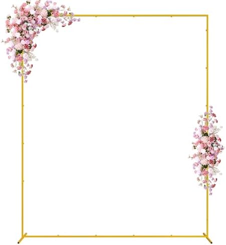 Wokceer Square Wedding Arch Backdrop Stand Gold Metal Arch 7.2FT x 6FT by Wokceer