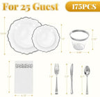 Glowserve 175 Piece Disposable Plastic Plates Dinnerware Set for 25 Guests - Image 4