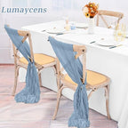 50 PCS Cheesecloth Chair Sashes Bows Wedding Aisle Decorations Chair Ribbon Ties Back Sash for Wedding Party Events Banquet Chair Cover Decoration (Dusty Blue) - Image 5