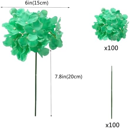 WEISPARK 100PCS Artificial Hydrangea Flowers, Fake Flowers Silk Hydrangea Full Flowers Heads with Stems for Wedding Home Party Shop Baby Shower Decor (Peacock Green) - Image 2