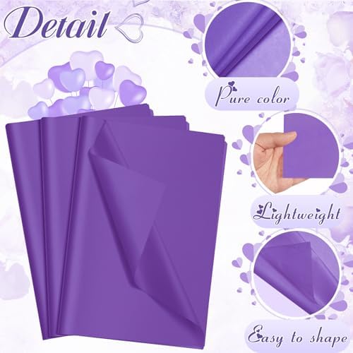 500 Sheets Purple Tissue Paper Bulk 20 x 30 Inch for Halloween Floral Wrap - Image 3
