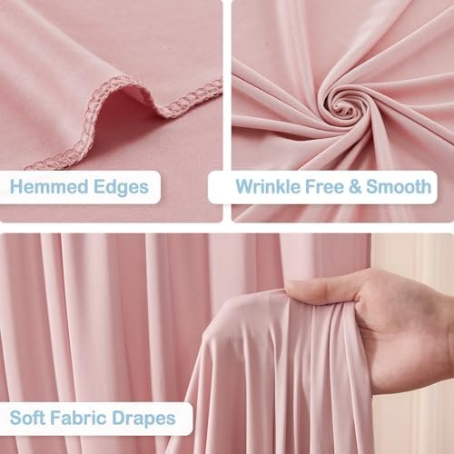 6 Panels Dusty Rose Backdrop Curtains - Wrinkle Free Fabric Backdrop Curtain for Photoshoot,10ft Wedding Party Photo Backdrop Drapes for Birthday Baby Shower Photography Stage Background Decorations - Image 2