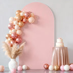 6.6FT Dusty Rose Arch Cover - Polyester Fitted Wedding Arch Stand Covers Round Top Chiara Arch Backdrop Cover for Birthday Party Banquet Photo Background Decoration by WishCare
