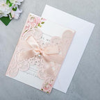 20Pcs Blush Pink Laser Cut Wedding Invitation Cards With Envelopes - Image 6