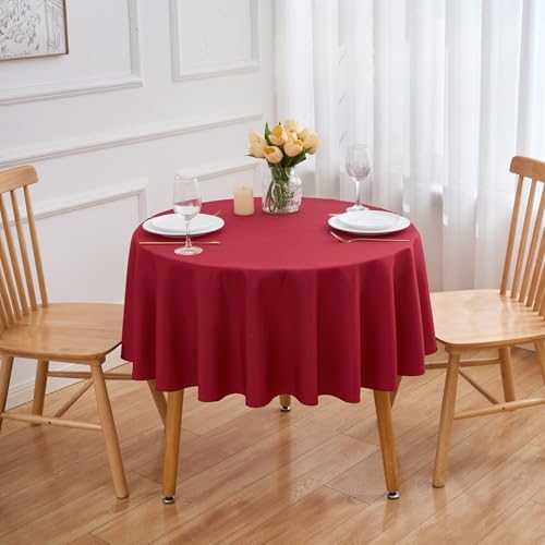 FINDYOU Burgundy 6 Pack Round 60 Inch Tablecloth, Premium Polyester Table Cloth Washable Table Cover Stain and Wrinkle Resistant Decorative Table Cover for Party Wedding by TableClothAndTableRunner