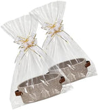 Empty Gift Basket Kit, 2-Pack Woven Storage Bin with Leather Handles Clear Cello Bags Pull Bows for Wrapping Presents Baby Shower Holiday by Unknown
