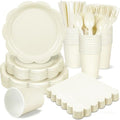 400 Pcs Ivory Paper Plates and Napkins Set Party Supplies Serve 50 Guest by Unknown