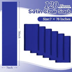 fani 120 PCS Satin Chair Sashes, 7x78 Inch, Royal Blue - Image 2