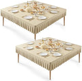 2 Pack Natural Spandex Tablecloths for 60x60 Inch Square Tables, Stretch Fitted Table Clothes with Pleated Ruffle Skirt for 60” Table, Wrinkle Free and Elastic, for Party Kitchen Home Dining by WishCare