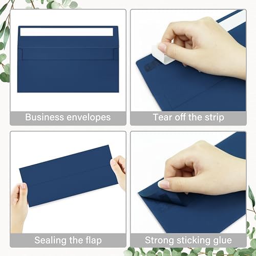 200 Pack #10 Navy Blue Envelopes Letter Size Self Seal Business Envelopes - Image 4