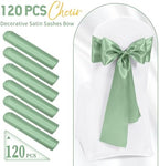 120 PCS Sage Green Satin Chair Sashes, 7 x 108 Inch - Image 2