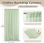 20ft x 10ft Sage Green Backdrop Curtains, Wrinkle-Free Sheer Chiffon Fabric Backdrop Drapes for Wedding Arch Party Ceremony Stage Photo Decoration - Image 5