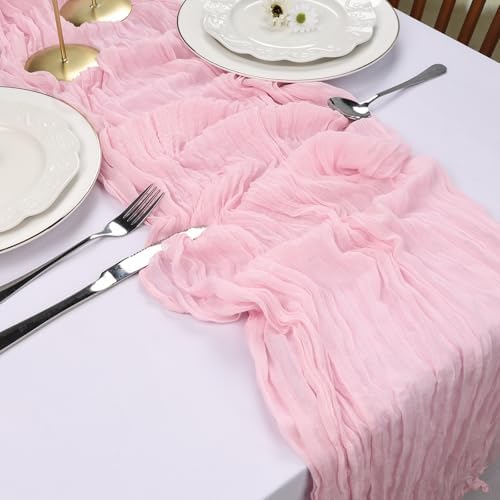 6 Pack Pink Cheesecloth Table Runner 10Ft 23 x 120 Inch - Image 6