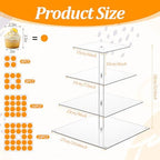 2 Pack 4 Tier Acrylic Cupcake Stand, Square Cupcake Tower for 52 Cupcakes, Clear Dessert Display Stand Set for Birthday Wedding Baby Shower Party Decor - Image 2