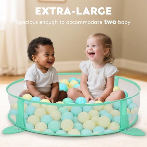 7-in-1 XL Large Baby Play Gym Mat, Tummy Time Mat, Baby Gym & Ball Pit, Baby Activity Mat with Milestone Cards & 6 Detachable Toys for Sensory Motor Skill, Giraffe - Image 5