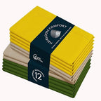 Multi Color Cloth Napkins 18x18 Inch - Set of 12-100% Cotton, Washable - Perfect Hotel Quality Napkin for Table, Dinner, Weddings, Everyday Dining - Lemon Yellow, Beige, Mint Green by HEIRLOOMCOMFORT