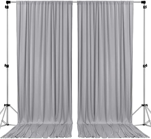 AK TRADING CO. 10 feet x 8 feet IFR Polyester Backdrop Drapes Curtains Panels with Rod Pockets - Wedding Ceremony Party Home Window Decorations - Silver by Fabrics%7CEventDecor%7CCrafts%7CUpholsteryFoam