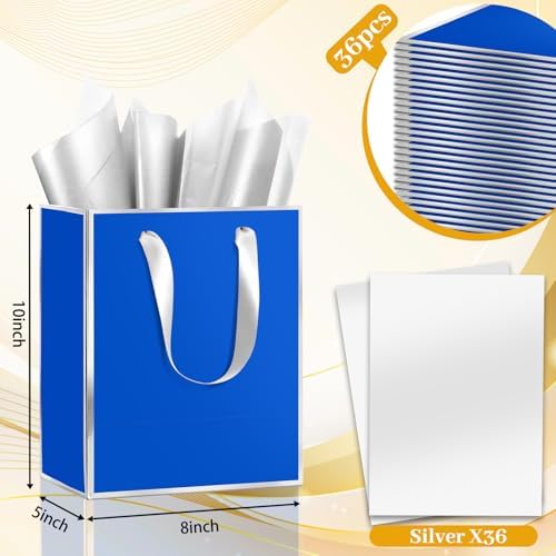 Epoesch 36 Pack Gift Bags with Handles & 36 Tissue Papers – 8x5x10 Inches - Image 2