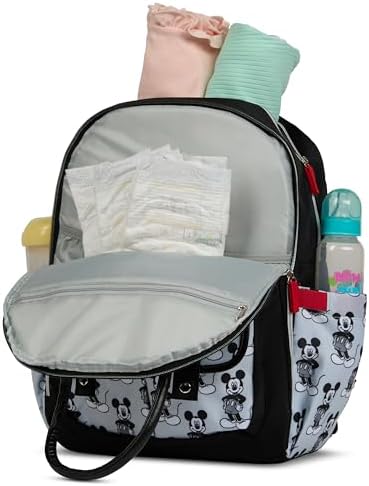 Disney Diaper Bag Backpack with Changing Pad Mickey Mouse – 16” Nylon Baby Bag for Parents, Insulated Bottle Holders, Multiple Storage Pockets - Image 5