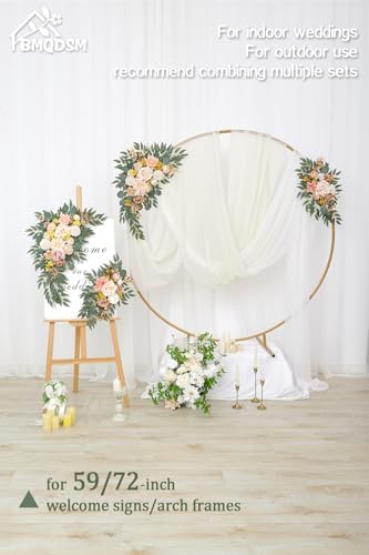 Wedding Welcome Signs Floral(Pack of 2)，Wedding Arch Flowers for Wedding Decorations and Reception Backdrop Decoration (New Champagne) - Image 5
