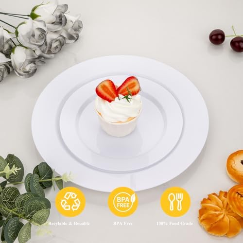 Goodluck 200PCS White Plastic Plates, Heavy Duty Disposable Plates - Image 3