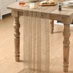 Artoid Mode 6PC Coffee Gold Gauze Table Runner 120 Inch 10FT, Glitter Metallic Foil Sheer Dining Wedding Anniversary Holiday Birthday Table Decor for Home Party - Image 5