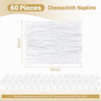 Cloth Napkins Set of 60 White Cloth Napkins 20x20inch Cheesecloth Napkin Rustic Boho Gauze Dinner Napkin Cloth Washable Elegant Table Napkins Bulk for Wedding Party Bridal Baby Shower Table Decor - Image 2