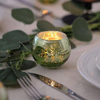 24 Pcs Green Candle Holder for Wedding Decor- Sage Green Mercury Glass Votives for Bridal Shower, Tea Party Table Centerpieces, Vintage Rustic Wedding - Image 2