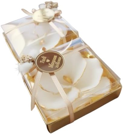 Giftsupstore Wedding Favors Guests Bulk- 50 Set of Elegant Gold Design Orchid Candle -Custom Bridal Shower Gifts, Baby Shower, Personalized Bachelorette Party Candle Favor – Decorative Floral Candles by GiftUp