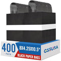 GSSUSA 400 Pack 8x4.25x10.5'' Paper Bags with Handles Bulk, Black Kraft Paper Gift Bags for Small Business, Sturdy Grocery Retail Shopping Bag, Birthday Party Favor Bag, Craft by GSSUSA